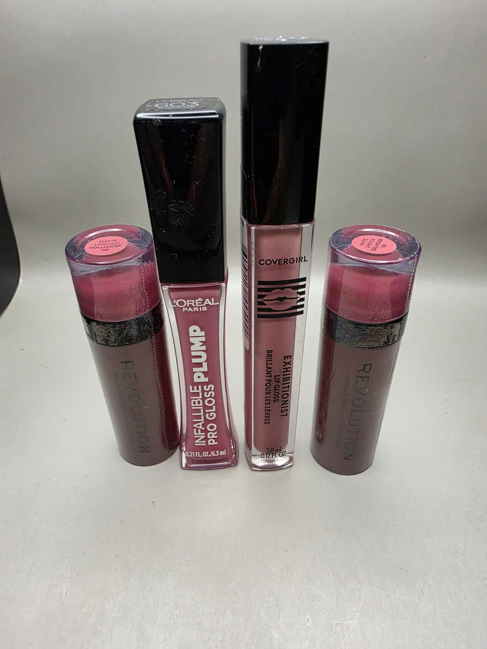 Assorted Pink Lip Gloss  Lipstick Trio — CoverGirl, L’Oréal & Revolution (2)